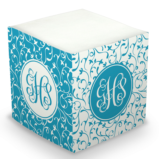 Turquoise Vines Sticky Memo Cube
